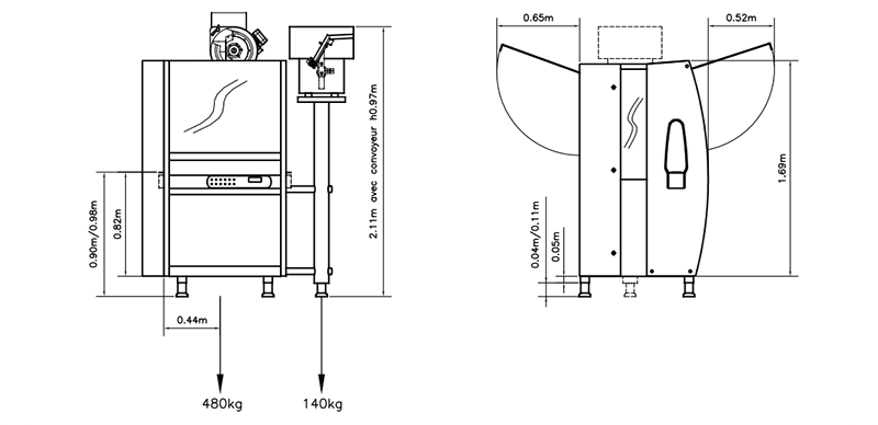 Plan de la boucheuse encapsuleuse Comet 3000